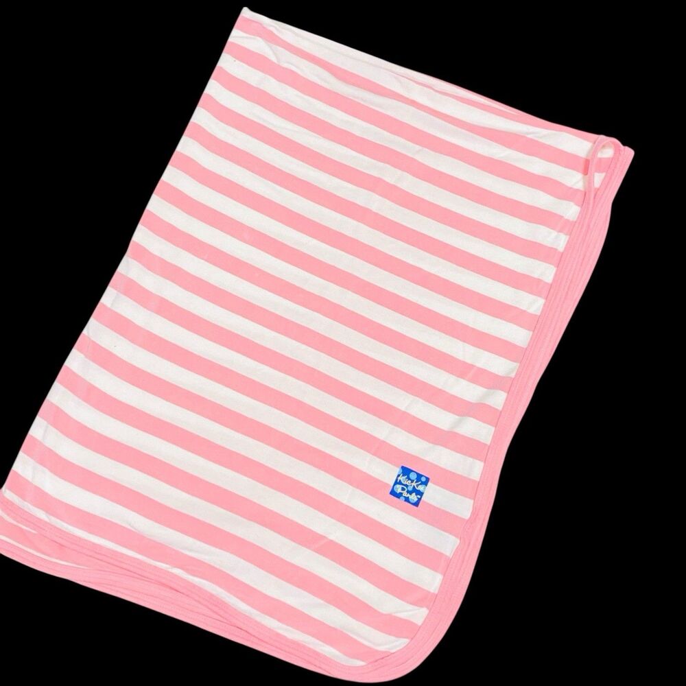 KICKEE PANTS Swaddling Blanket PINK WHITE STRIPE Bamboo Rayon Spandex 30x38